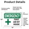 Signmission First Aid Kit Inside With Symbol, 14 in W x Rectangle, Vinyl Decal OS-2PACK-EM-D-1014-L-10372 - alternate 3